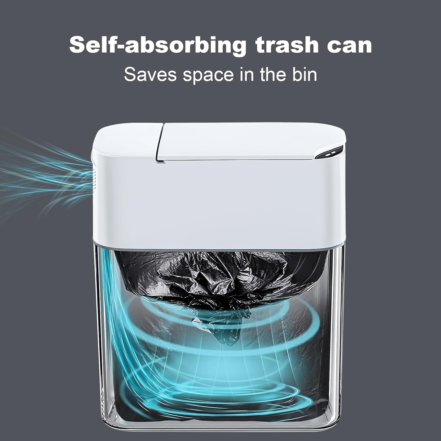 Bathroom Trash Can, Automatic Bagging Garbage Can, 3.5 Gallon Slim Smart Small Plastic Trash Bin, Narrow Motion Sensor Trash Can For Bedroom, Office White