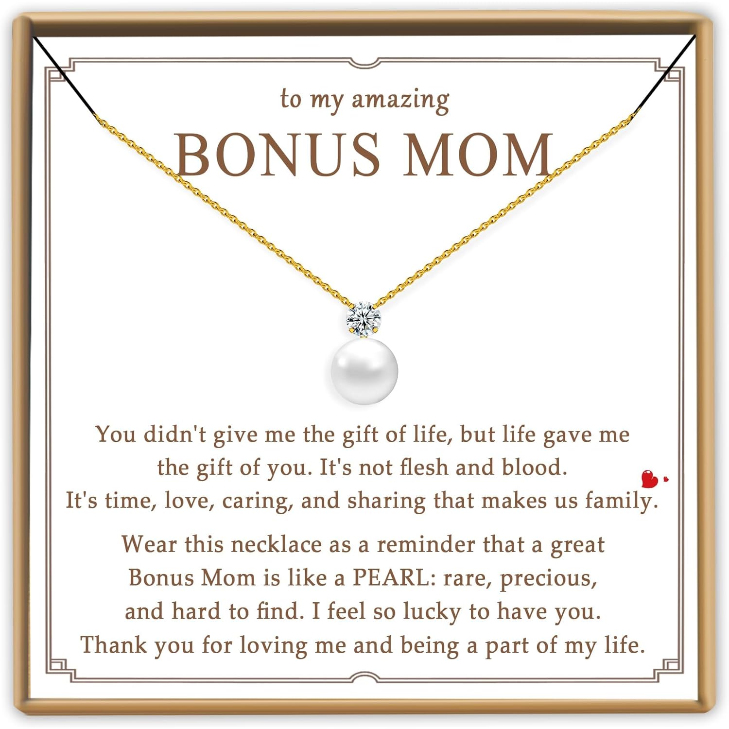 PEALICIOUS Single Pearl Necklace as Birthday Gifts for Mom, Bonus Mom Gifts for Step Mother from Daughter Son, Mother in Law Necklace with CZ from Bridal as Mother of the Groom Jewelry Gifts