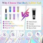 Body Glitter Gel, Hair Face Glitter For Kids & Women, Chunky Mermaid Sequins, Easy Apply & Quick Drying, World Cup Makeup, Singer Concert Festival Birthday Party, Rave Accessories, Pink