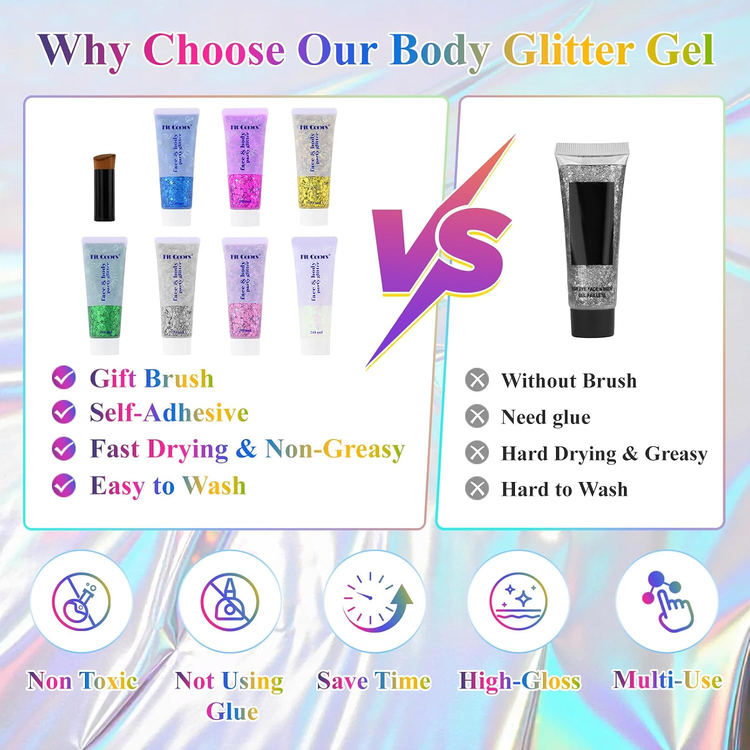 Body Glitter Gel, Hair Face Glitter For Kids & Women, Chunky Mermaid Sequins, Easy Apply & Quick Drying, World Cup Makeup, Singer Concert Festival Birthday Party, Rave Accessories, Pink