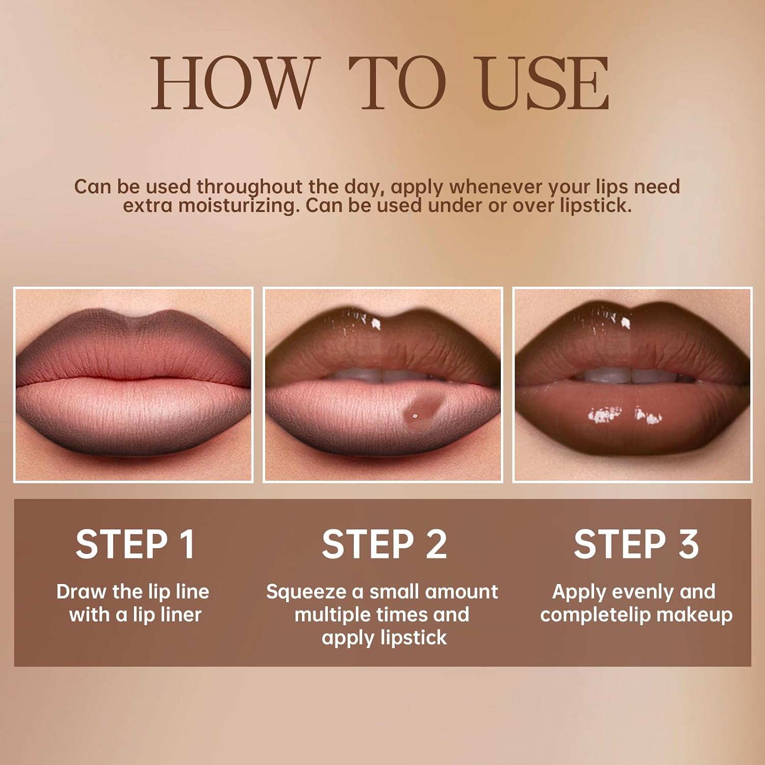 Hosaily Nourishing Lip Gloss With Brown Lip Liner Lip Combo Set, Moisturizing High Shine Nude Lip Glow Oil Fresh Lightweight Glossy Plumping Lip Gloss For Women Long Wear Mini Liquid Lipstick Makeup#8