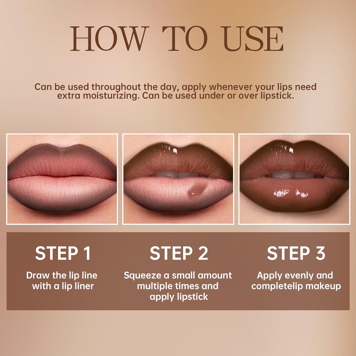 HOSAILY Nourishing Lip Gloss with Brown Lip Liner Lip Combo Set, Moisturizing High Shine Nude Lip Glow Oil Fresh Lightweight Glossy Plumping Lip Gloss for Women Long Wear Mini Liquid Lipstick Makeup#8
