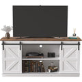 Jummico Tv Stand For 65 Inch Tv, Entertainment Center With Storage Cabinets And Sliding Barn Doors, Mid Century Modern Media Tv Console Table For Living Room Bedroom (Bright White)