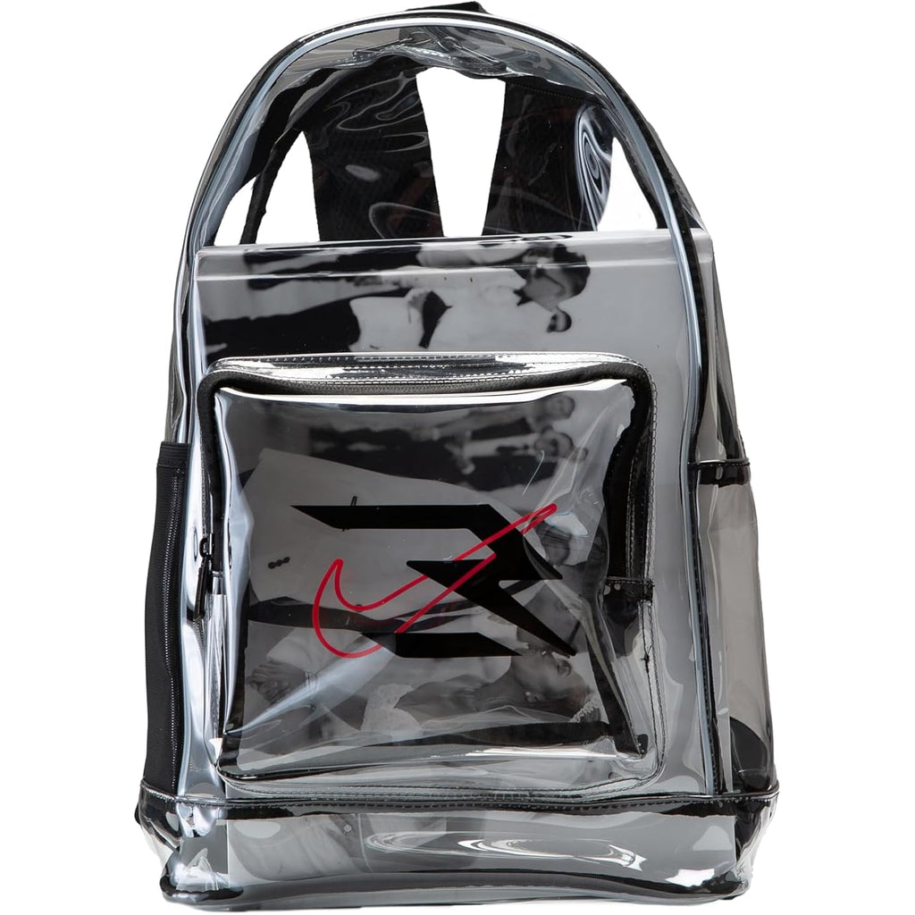 Nike 3 Brand Clear Backpack - Black - One Size (23L) | See Through School Bookbag For Boys, Girls, Men, Women. Zip Main Compartment, Side Mesh Bottle Pocket, Padded Shoulder Straps