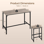 Yaheetech 3 Piece Dining Table Set, 47.5" Industrial Pub Table Set, Counter Height Kitchen Table With Bar Stools Set Of 2, For Small Space, Apartment