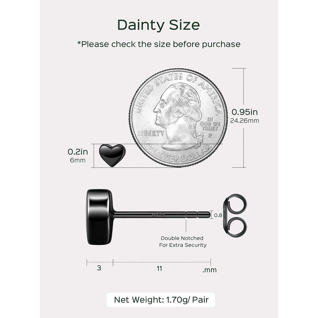 ChicSilver 925 Sterling Silver Stud Earrings Hypoallergenic, Dainty Simple Heart/Star/Moon/Lightning/Butterfly Earrings for Women with Gift Box