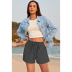 Womens Shorts Drawstring Dressy Casual Elastic Waist Trendy Summer Athletic Comfy Ladies Cotton Shorts with Pockets