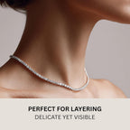 KISPER Tennis Necklace for Women 14K Gold Plated 3mm Cubic Zirconia Diamond Chain Adjustable 15-18" 4-Prong Setting Classic