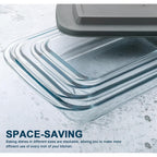 8-Piece Deep Glass Baking Dish Set with Plastic lids,Rectangular Glass Bakeware Set with Lids, Baking Pans for Lasagna, Leftovers, Cooking, Kitchen, Freezer-to-Oven and Dishwasher, Gray