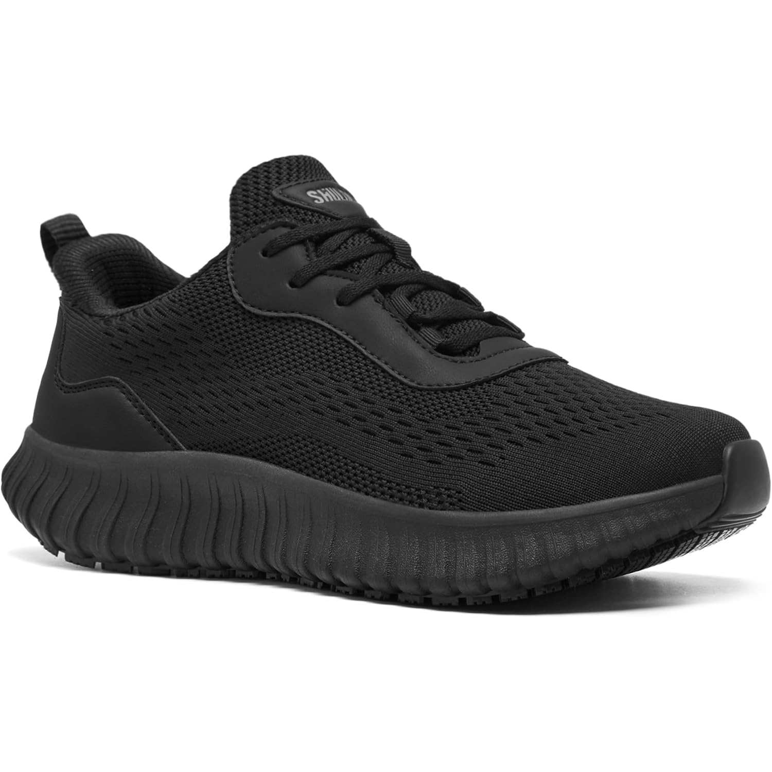 Shulook Women'S Non Slip Work Shoes Slip-Resistant Kitchen Chef Restaurant Food Service Nurse Shoe Comfortable Mesh Breathable Walking Sneakers Black