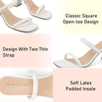 Avidirk Women'S Square Open Toe Heeled Sandals Two Strap Mules Slip On Block Chunky Mid Heels Sandals