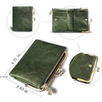 AOXONEL Womens Wallet Small Rfid Ladies Compact Bifold Leather Vintage Coin Purse With Zipper and Kiss Lock