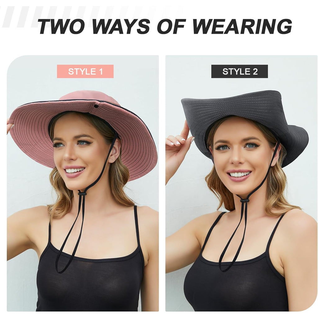Womens Sun Hat - Sun Hats for Women with Ponytail Hole, Foldable Wide Brim Cooling Mesh Beach Fishing Hat for Outdoor