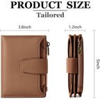 Airkit Small Wallet Women RFID Blocking Soft Leather Bifold Compact Card Holder Wallet for Women with Zipper Coin Pocket 4 ID Window