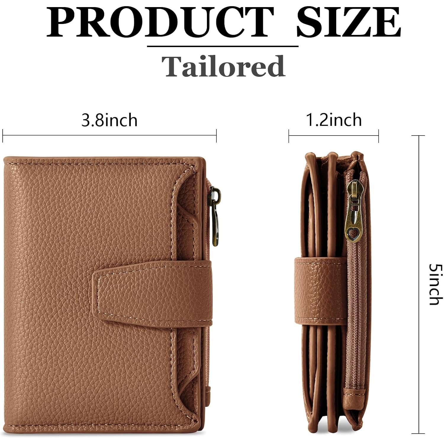 Airkit Small Wallet Women RFID Blocking Soft Leather Bifold Compact Card Holder Wallet for Women with Zipper Coin Pocket 4 ID Window