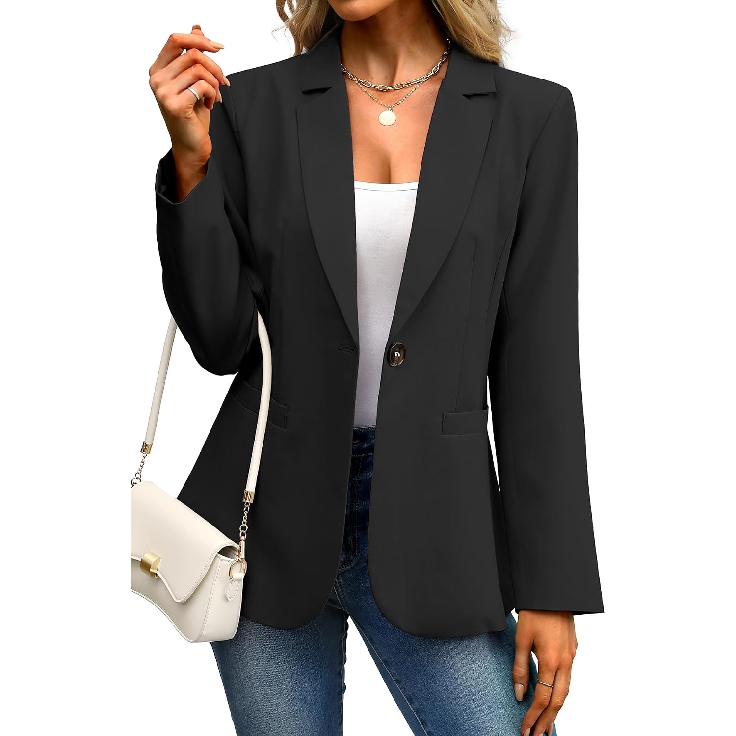 Elleven Women'S Blazer Business Casual Lightweight Suit - Long Sleeve Slim Fit Work Office Jacket With Pockets
