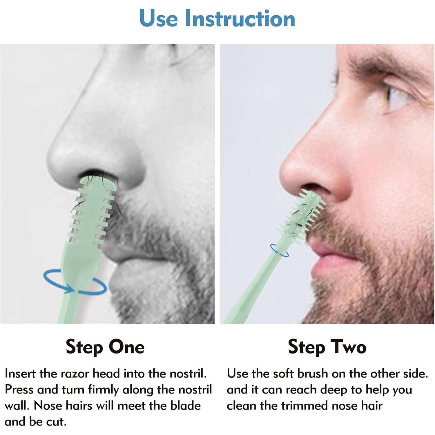 5Pcs 2-in-1 Nasal Hair Cutter, Double Sided Nose Hair Cutter, Portable 360° Rotating Manual Nose Hair Trimmer for Men and Women, Colorful