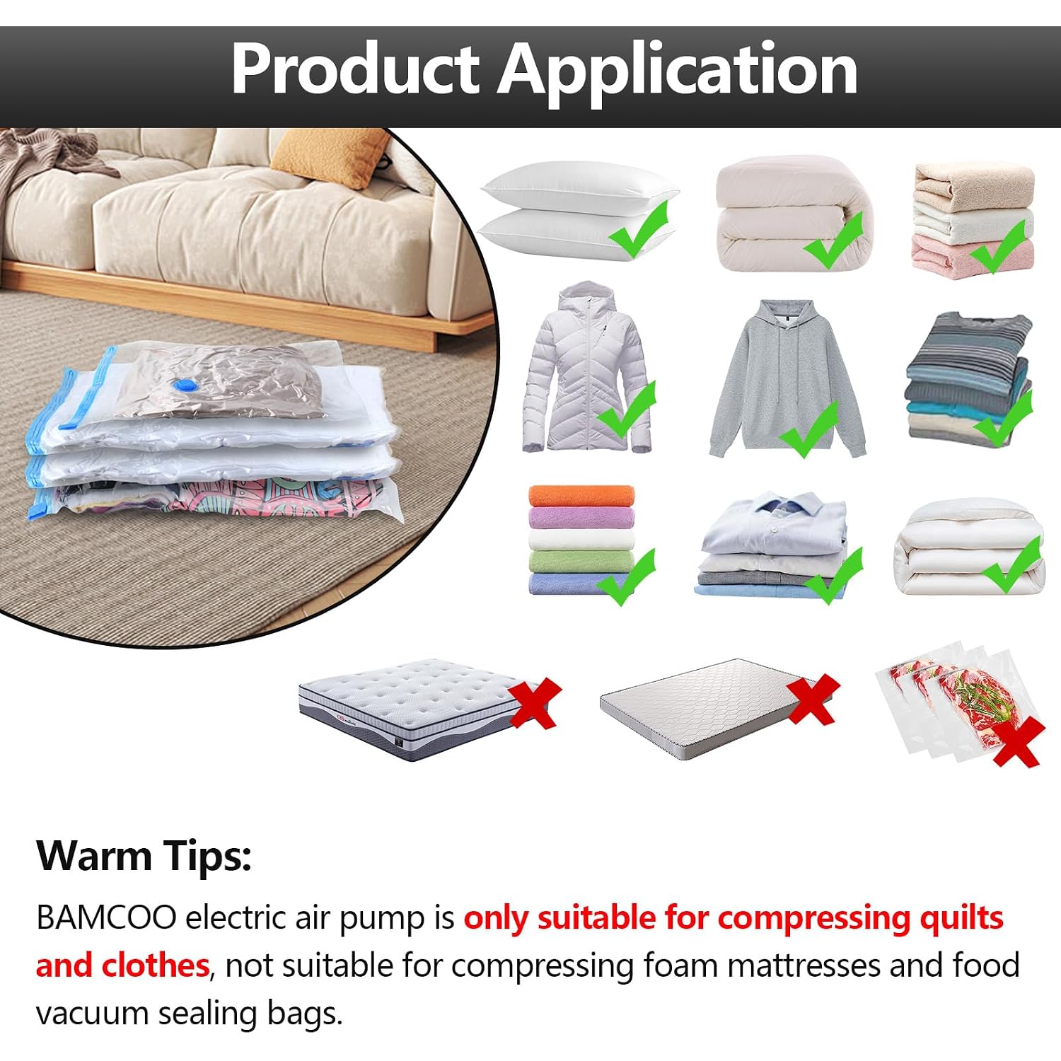 Electric Pump For Vacuum Storage Bags Travel Vacuum Pump For Various Vacuum Seal Bags Portable Vacpack Air Pump For Compression Clothing Blanket Luggage White(Storage Bag Not Included)