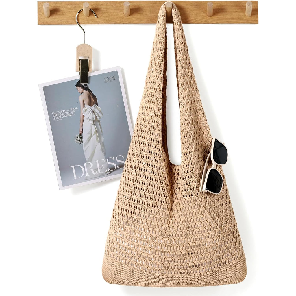 Crochet Bags, Beach Mesh Tote Bag Womens Shoulder Shopping Handbag Casual Travel Totes Bag Foldable Hobo Bags