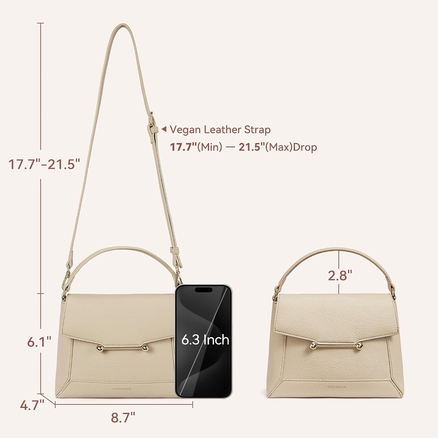 Bostanten Crossbody Bags For Women Vegan Leather Small Purse With Top Handle Shoulder Handbags For Everyday Use