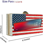 Women'S American Flag Rhinestone Crossbody Evening Purse - Patriotic Red White Blue Clutch Bag For National Celebrations Evening Bag Flag Purse