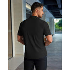Coofandy Men'S Muscle Fit Dress Shirts Stretch Wrinkle-Free Short Sleeve Casual Button Down Shirts