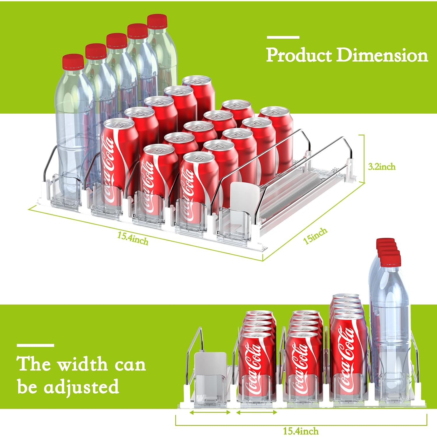 Drink Organizer For Fridge,Self Pushing Fridge Drink Organizer,Automatic Drink Dispenser For Fridge-Holds Up To 25 Cans