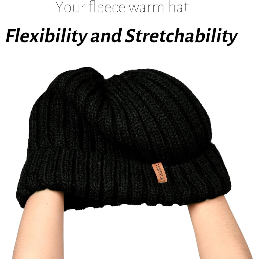 Furtalk Winter Hats For Women Fleece Lined Beanie Knit Chunky Womens Snow Cap