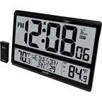 Sharp Atomic Clock - Never Needs Setting! –Easy To Read Numbers - Indoor/Outdoor Temperature, Wireless Outdoor Sensor - Battery Powered - Easy Set-Up (4" Numbers)