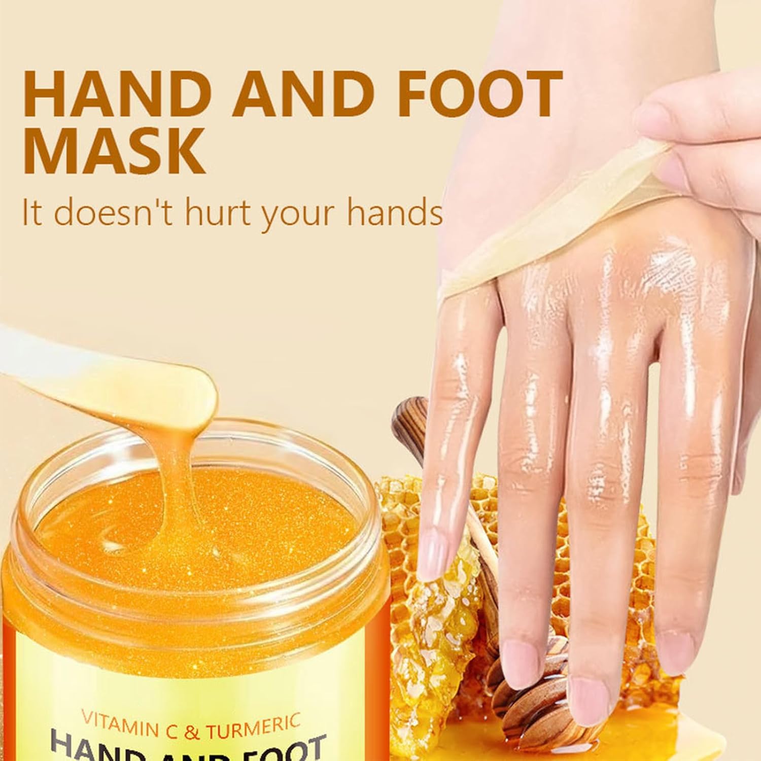 Turmeric Hand and Foot Peel Mask- Moisturizing Hydrating Nourishing Exfoliating Hand Film Hands Care Paraffin with Vitamin C & Turmeric - 1.76 Oz