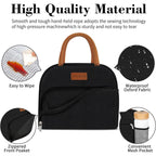 Lunch Box Lunch Bag For Women Men,Reusable Cute Lunch Pail Bag,Leakproof,Insulated Lunchbox Tote Compact 10L, Cooler Lunch Container For Work Travel Office (Black)