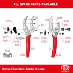 Felco F2 Pruning Shears – 9.25" Swiss-Made Garden Clippers For Professional Pruning | Hand Pruners For Gardening | Garden Tool Cutter With Precision Bypass Blade, Aluminum Body, Replaceable Parts