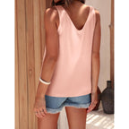 Womens Silk Satin Tank Tops V Neck Casual Cami Sleeveless Camisole Blouses Summer Basic Tank Shirt