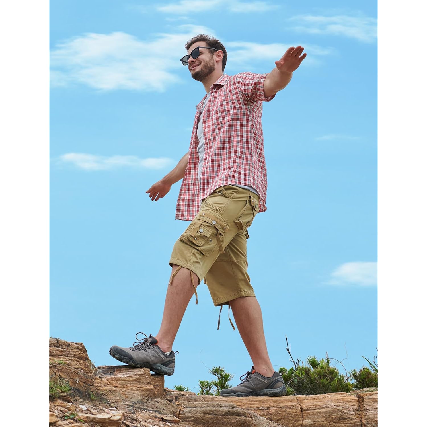 Cargo Shorts For Men Casual 3/4 Capri Pants With Pockets Long Below Knee Length Loose Fit Hiking Work
