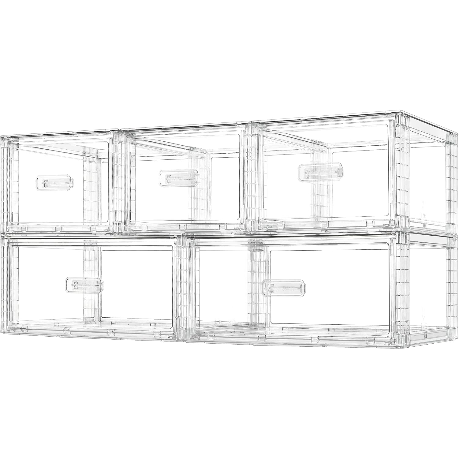 Vtopmart 5 Pack Large & Medium Storage Stackable Drawers Set | Easy Assembly Clear Plastic Storage Cabinet, Durable Dresser For Closet, Bedroom, Entryway, Playroom & Apartment Organization