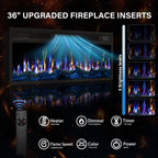 Vitesse Fireplace With Tv Stand 36" Inch Electric Fireplace Up To 80" Tvs, Led Light Entertainment Center, 70" Modern Wood High Gloss With Highlight Storage Cabinet For Living Room (Black)