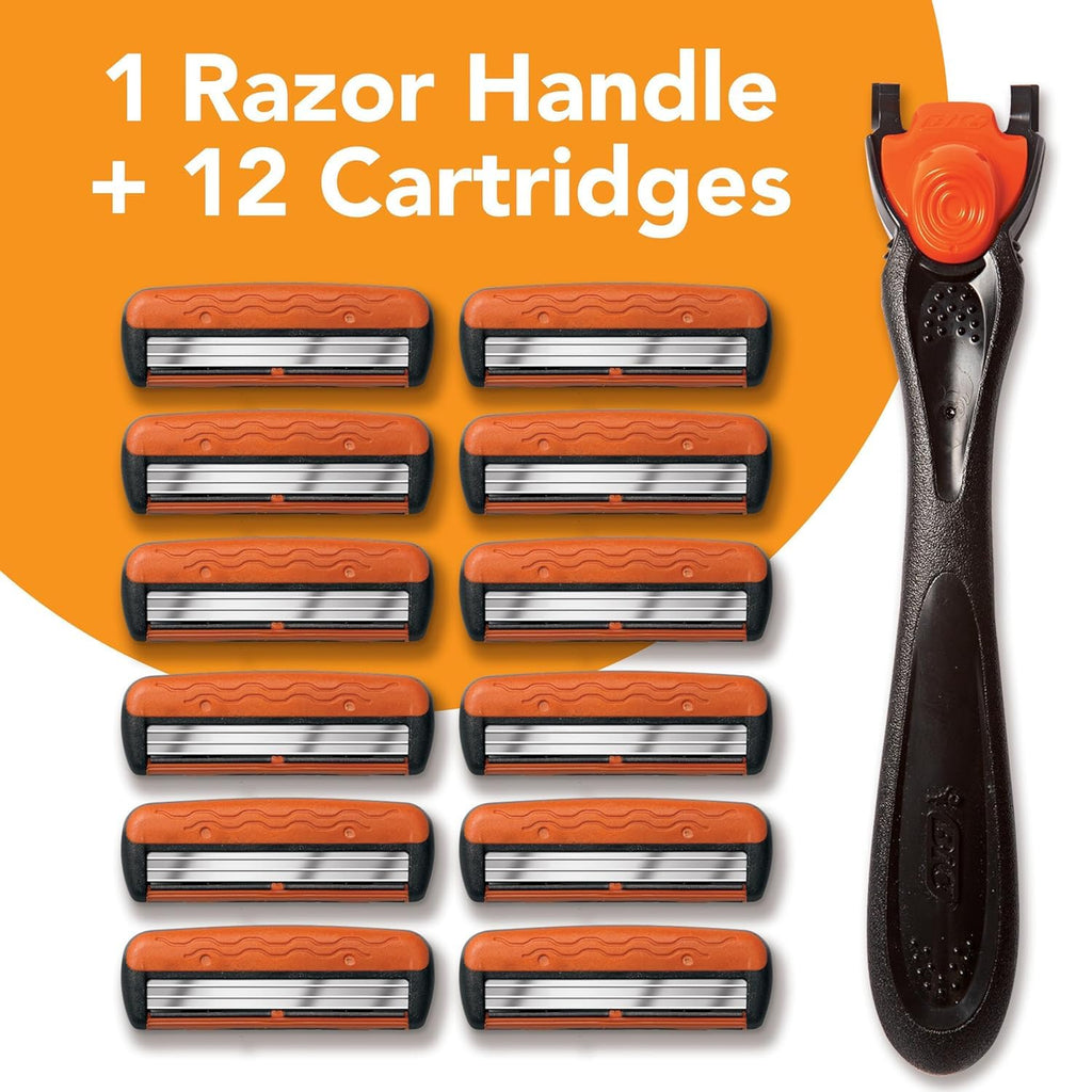 BIC Comfort 3 Men's Refillable 3-Blade Razors with 1 Handle and 12 Cartridges, Smooth Shave Razor Set for Men