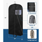 43" Suit Bags For Closet Storage And Travel, Gusseted Hanging Garment Bags For Men Suit Cover With Handles For Clothes, Coats, Jackets, Shirts（3 Packs）