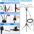 Standing Misters For Outside Patio, Adjustable Height 5.3 Ft Stand Misting System For Cooling Outdoor, Water Mister For Mist Playing, Patio Cooling, Backyard
