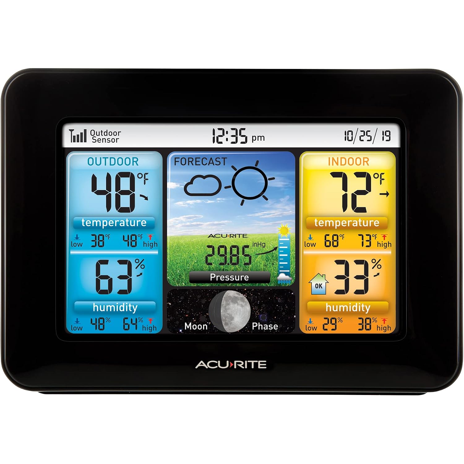 Acurite Wireless Home Weather Station With Color Display, Indoor Outdoor Thermometer And Temperature Sensor (02077M)