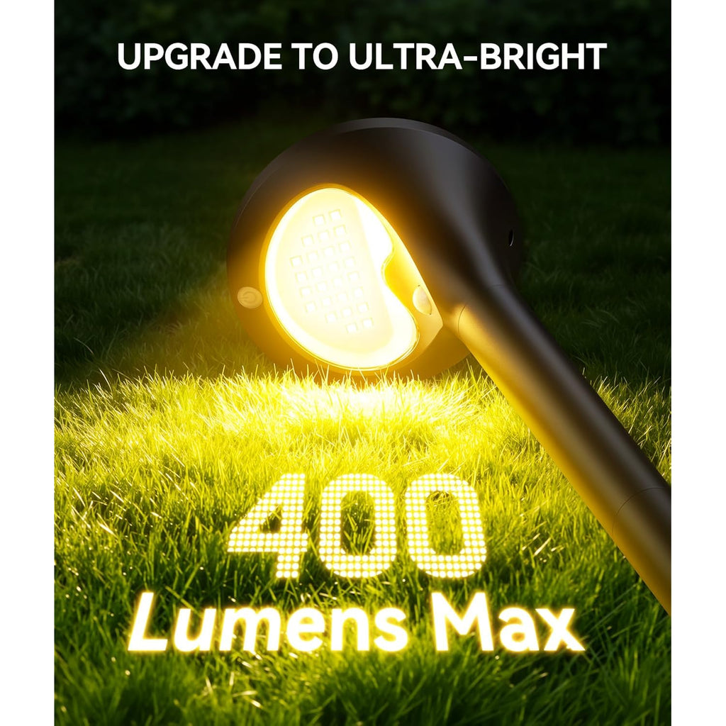 Solar Pathway Lights Outdoor With Motion Sensor, 6 Pack 400Lm Bright Security Solar Lights, 3 Modes Adjustable With Large Glass Solar Panel, Waterproof Path Lights For Yard Patio Walkway