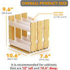 Spaceaid Bamboo Pull Out Spice Rack Organizer For Cabinet, Heavy Duty Slide Out Seasoning Kitchen Pantry Sliding Vertical Organization, 7.6" Wide, 3 Drawers(2" Wide), 2-Tier, Natural