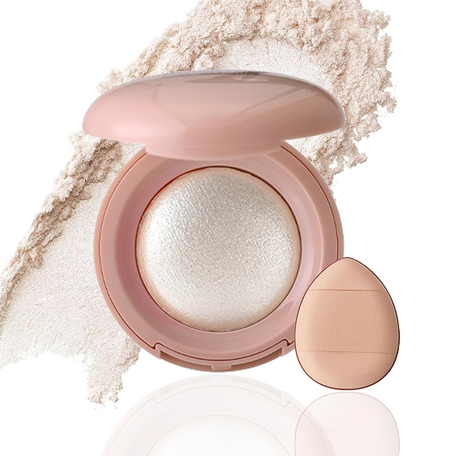 Baked Highlighter Powder Palette - Buildable Natural Finish Highlighter, Lightweight Shimmery & Matte Face Powder for Cheekbones,Makeup Gift for Women & Girls(01#-Light pearlescent)