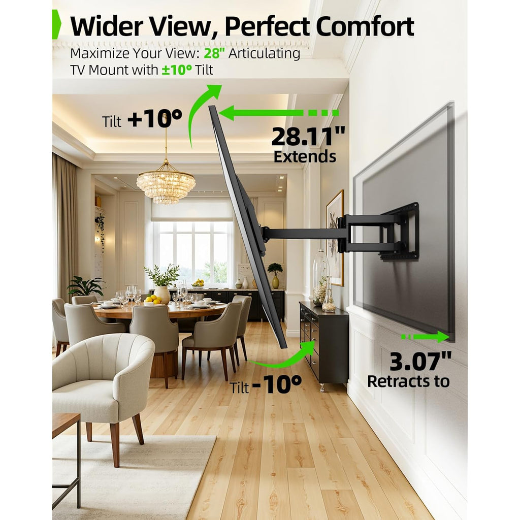 Usx Mount Heavy Duty Full Motion Tv Wall Mount For 60-120 Inch Tvs, Holds 220Lbs, 28" Extension Wall Bracket, Preassembled Tv Mount For 65" 75" 85" 90" 98" 100", Max Vesa 900X600Mm, Fits 12-24" Studs