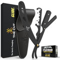The Cut Factory® Straight Razor for Men Professional Barber Straight Edge Razor for Comfortable Smooth Shave. Gift Box Leather Pouch 20 Single Edge Blades. Our Blades Never Fall