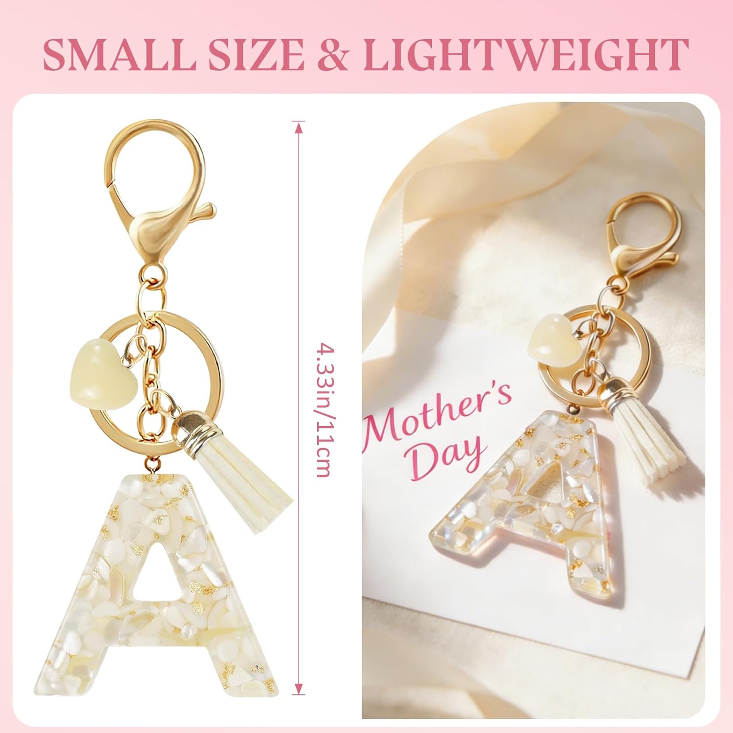 Fmeida Bag Charms Initial Keychains for Women, Personalized Keyrings, Custom Name Keychain