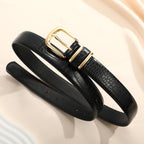 SANATHS Women Leather Belts for Jeans Pants Fashion Gold/Silver Buckle Ladies Dress Waist Belt Crocodile Grain