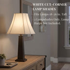 2-Pack White Square Cut Corner Lamp Shades, 6.5" Top × 13" Bottom × 10.8" Height, Spider Fitter – Medium Shade For Table Lamps, Foldable Bell Fabric Lampshade, Modern & Minimalist Home Decor.