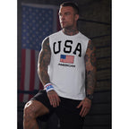 Mainfini Men American Flag Tank Top Muscle Graphic Gym Workout Usa Sleeveless Tee Shirts (S-3Xl)