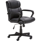 Amazon Basics Office Task Chair With Adjustable Height, 360° Swivel, Padded Armrests, Mid-Back, Rolling, 275 Pound Capacity, 24.2"D X 24"W X 34.8"H, Black Faux Leather